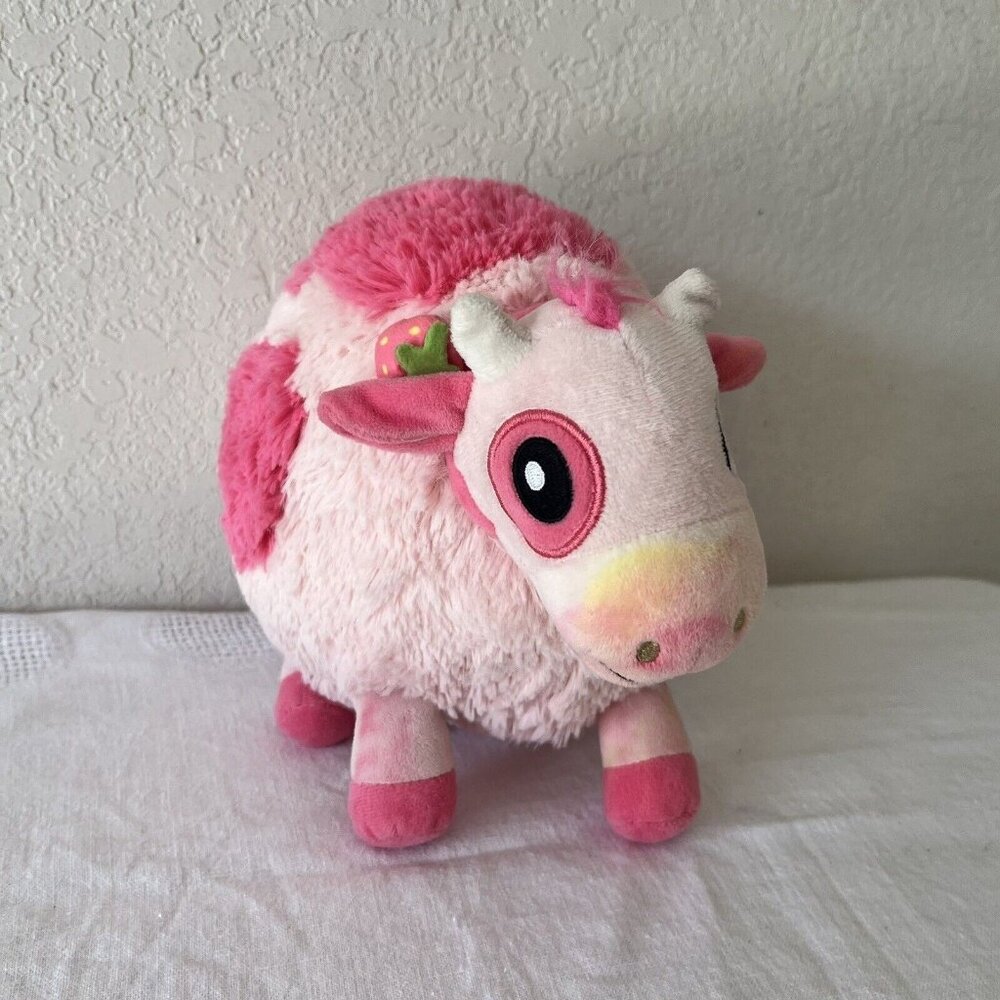 Squishable strawberry cow pink and fluffy 10x9inches stuffed animal